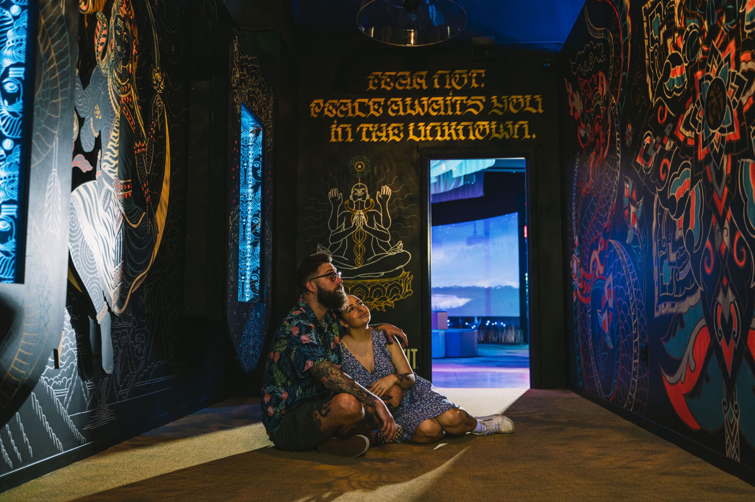 date night couple inside Palehorse's Temple of Cosmic Balance'